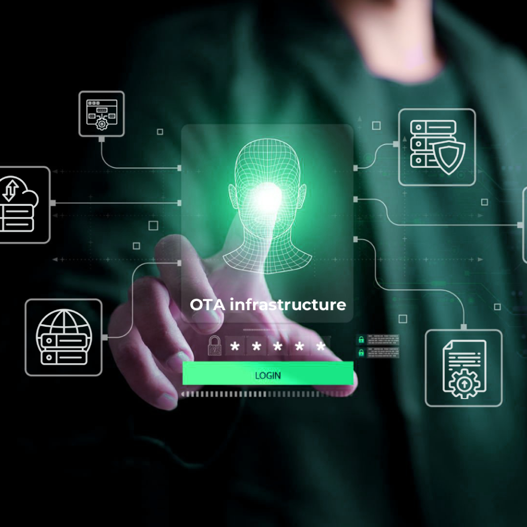 Industrie-Digitalisierung mit zertifizierter, robuster Hardware Finger scannt digitales Interface – Symbol für sichere OTA-Infrastruktur von Cyrus Technology